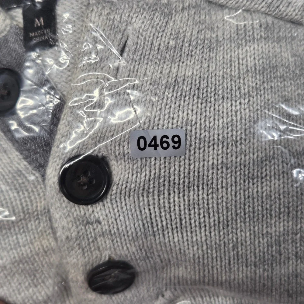 Banana Republic Mens Gray Cotton Knit Henley Hoodie Sweater Size M Pocketed